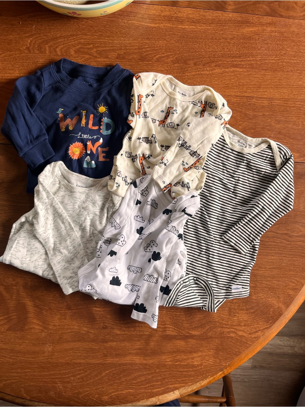 Carter's Navy 'Wild One' Long-Sleeve Tee with Neutral Print Bodysuits